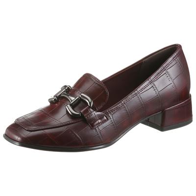 Slipper TAMARIS, Damen, Gr. 40, rot, Lederimitat, gemustert, leicht glänzend, festlich, Schuhe Slipper, Slipper, Abendschuh mit eleganter Zierschnalle