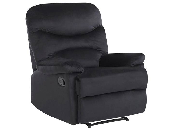 Beliani Sessel Samtstoff schwarz verstellbar Eslov, Schwarz, 85x103x90 cm, Wohnzimmer, Sessel, Polstersessel