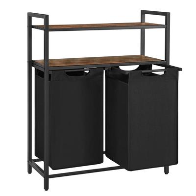 Helloshop26 - Wäschekorb mit 2 Fächern und 2 Ablagen für herausnehmbare Wäschebeutel 46 Liter Fassungsvermögen pro Beutel für 12_0006752