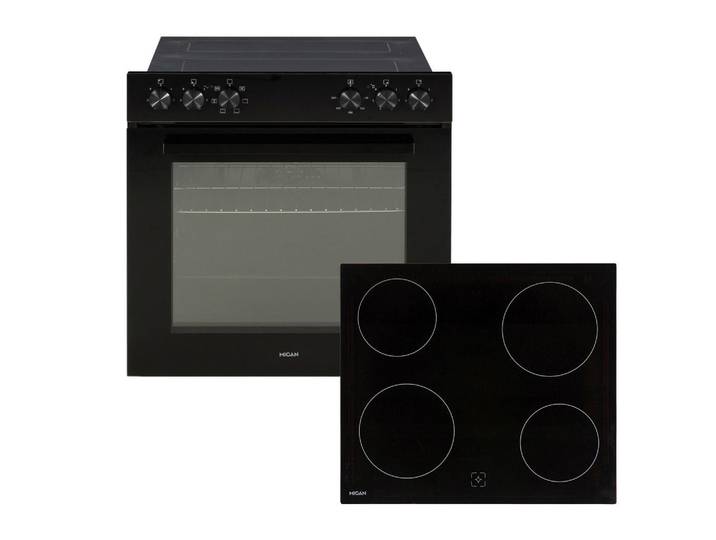 Mican Herdset, Schwarz, Metall, Glas, A, 60x60.5x31.5 cm, Küchen, Küchenelektrogeräte, Backöfen & Herde