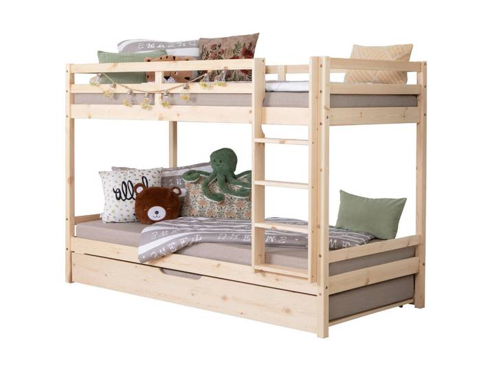 Livetastic Etagenbett, Natur, Holz, Kiefer, massiv, Höhe ca. 18 cm, 90x200 cm, Bettkasten, für Rollrost geeignet, Kinderzimmer & Jugendzimmer, Kindermöbel, Kinderbetten, Etagenbetten