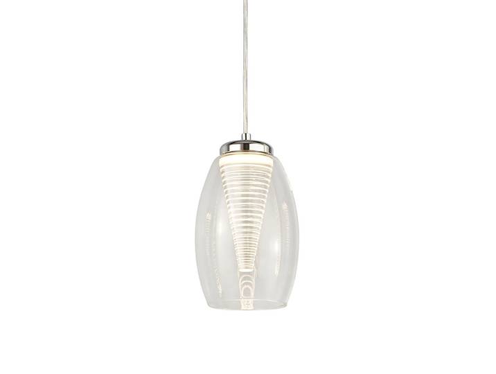 Suspension Cyclone 12 x 20 x 12cm Transparent Acier chromé Module LED
