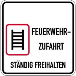 Schild Feuerwehrzufahrt ständig freihalten, Alu, 500x500 mm