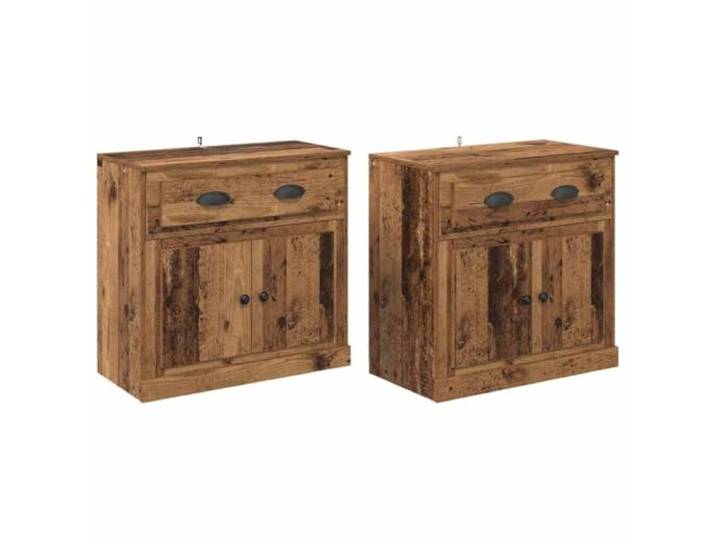 Kaorsrow 2er Set Sideboard Altholz-Optik 70x35,5x67,5 cm Kommode Vielseitige Anrichte im Altholz-Design mit 2 Schubladen für Ihr Wohnzimmer, Flur oder Schlafzimmer.
