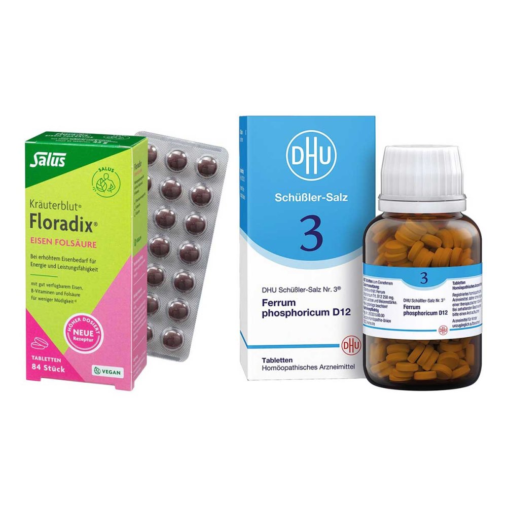 DHU Schüßler-Salz Nummer 3 und Floradix Eisen Folsäure 08105297
