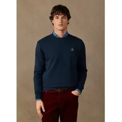 Hackett London für Herren. HM5800187 Sweatshirt aus Baumwolle, Rundhalsausschnitt mit marineblauem Logo (L), Lässig
