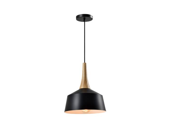 QUVIO Hanglamp Scandinavisch - Minimalistisch - Houten kop - D 27 cm - Zwart