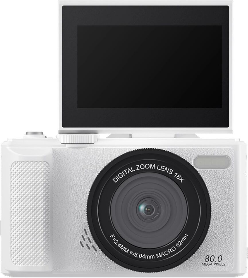 INF Retro-Klapp-Bildschirm spiegellose Kamera — 80MP Sensor, 5K-Video, WiFi, AF-Autofokus, PC+ABS Weiß