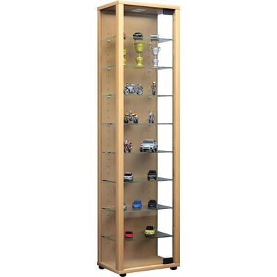 Standvitrine VCM "Holz Glas Stand Vitrine Sammelvitrine Edana Maxi", braun (buche), B:33cm, Obermaterial: 100% Holz Wood., Schränke, Standvitrine