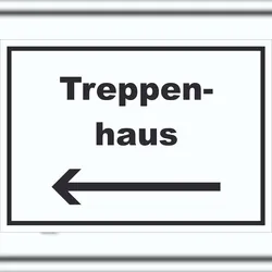 HB-Druck Treppenhaus Schild mit Text und Richtungspfeil links Stufen steigen waagerecht A6 (105x148mm)