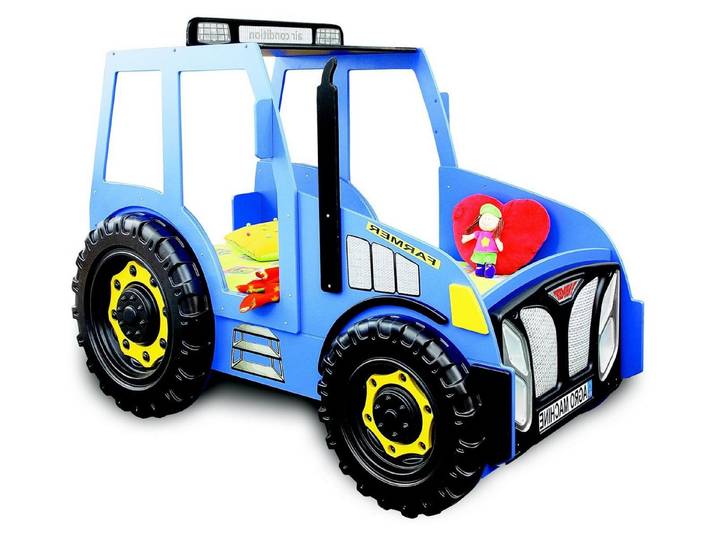 Xlmoebel Autobett Blaues Traktor Kinderbett mit robustem Design und Traktor-Motiv (1-tlg., Kinderbett Traktor Blau), Hergestellt in Europa