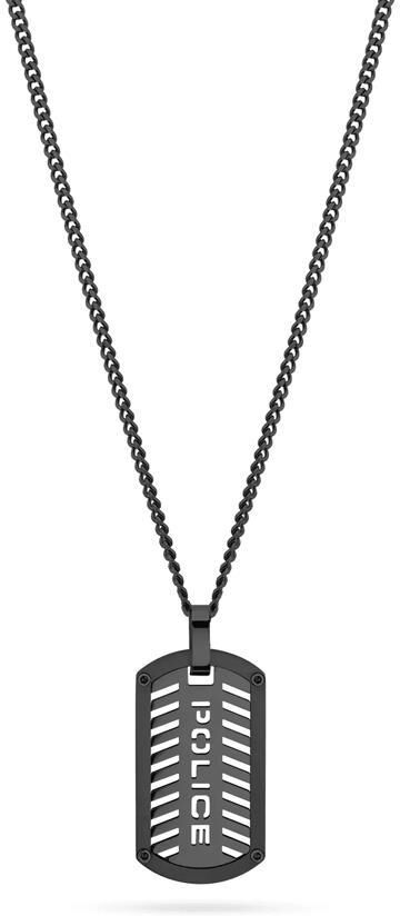 Police Dog Tag Herrenkette aus Edelstahl, IP Black schwarz