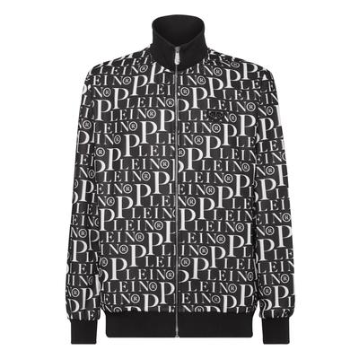 Yoga-Sweatjacke PHILIPP PLEIN "Philipp Plein Tm", Herren, Gr. XXL, schwarz-weiß (02, schwarz), Obermaterial: 100% Polyester, Sweatjacken
