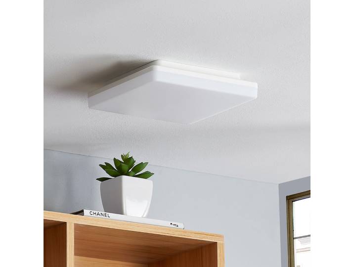 LED-Deckenlampe Artin, 22 cm, weiß, eckig, Sensor - Prios Artin - Badezimmer - Modern - Kunststoff