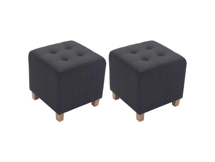 CLP Sitzwürfel 2er Set Stoff dunkelgrau, Dunkelgrau, Holz, 45x46x45 cm, Wohnzimmer, Sessel, Hocker & Hockerbänke, Sitzwürfel