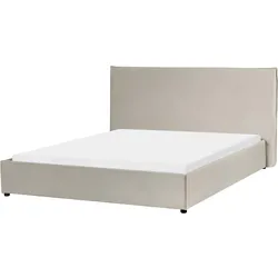 BETT mit Lattenrost 160/200 cm Samtstoff Taupe Lavaur
