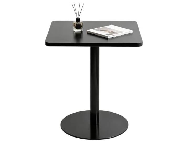 Yopappol Wasserdichter Quadratischer Schwarzer Säulentisch, Rostfreier Metall-Bistrotisch, Platzsparende Outdoor-Esstische Für Den Balkon Ihrer Wohnung, Den Lounge-Bereich Im Garten(60x60x73cm)