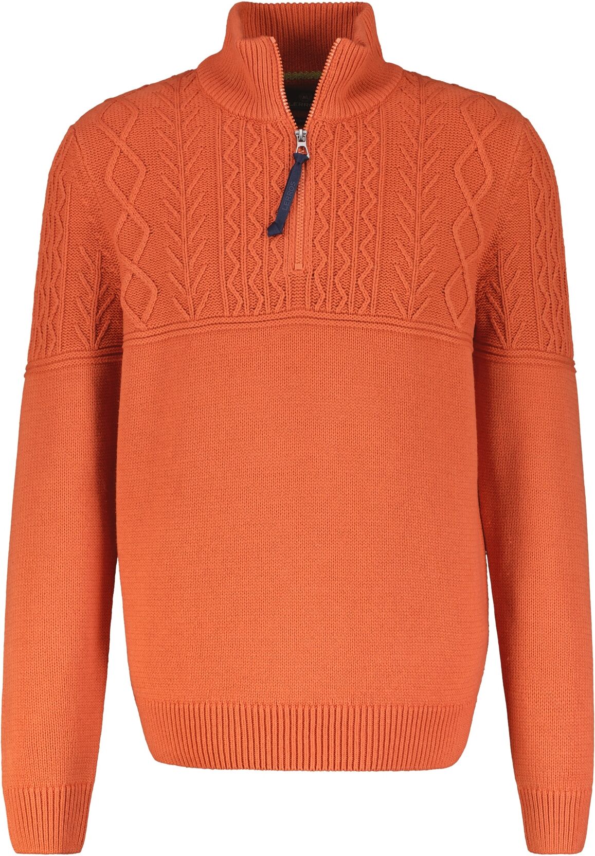Strickpullover LERROS "Stricktroyer, tonal gemustert", Herren, Gr. 5XL, orange (spicy orange), 60% Baumwolle, 40% Polyacryl, ohne Ausschnitt, Pullover Strickpullover spicy orange 5XL