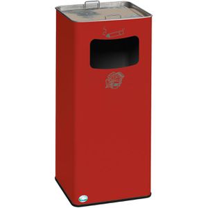 VAR Aschenbecher B32R, 3081, rot, für Outdoor, 2in1, Aschenbecher & Mülleimer aus Metall, 33 x 71cm, 53 Liter