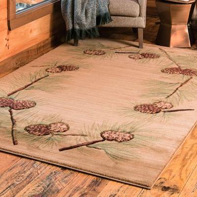 United "Pine Cone Border Rectangle Rug Beige, 7'10"" x 10'6"", Beige"