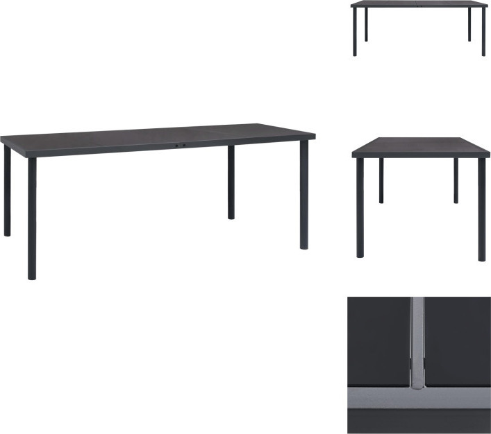 vidaXL Outdoor-Esstisch Anthrazit 190x90x74 cm Stahl - Gartentische