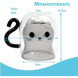 Intirilife, Tasse, Doppelwandiges Thermo Glas Set Design Katze (200 ml, 4x)