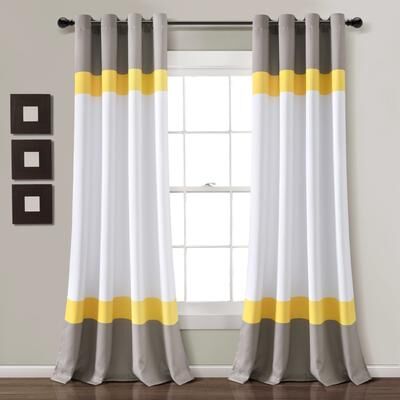 Lush Decor Alexander Color Block Light Filtering Window Curtain Panel Set