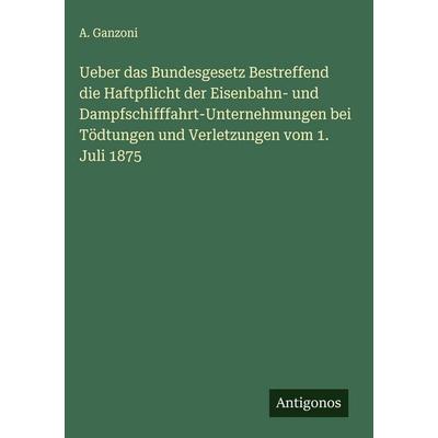 Ueber das Bundesgesetz Bestreffend die Haftpflicht der Eisenbahn- und Dampfschifffahrt-Unternehmungen bei Tödtungen und Verletzungen vom 1. Juli 1875,