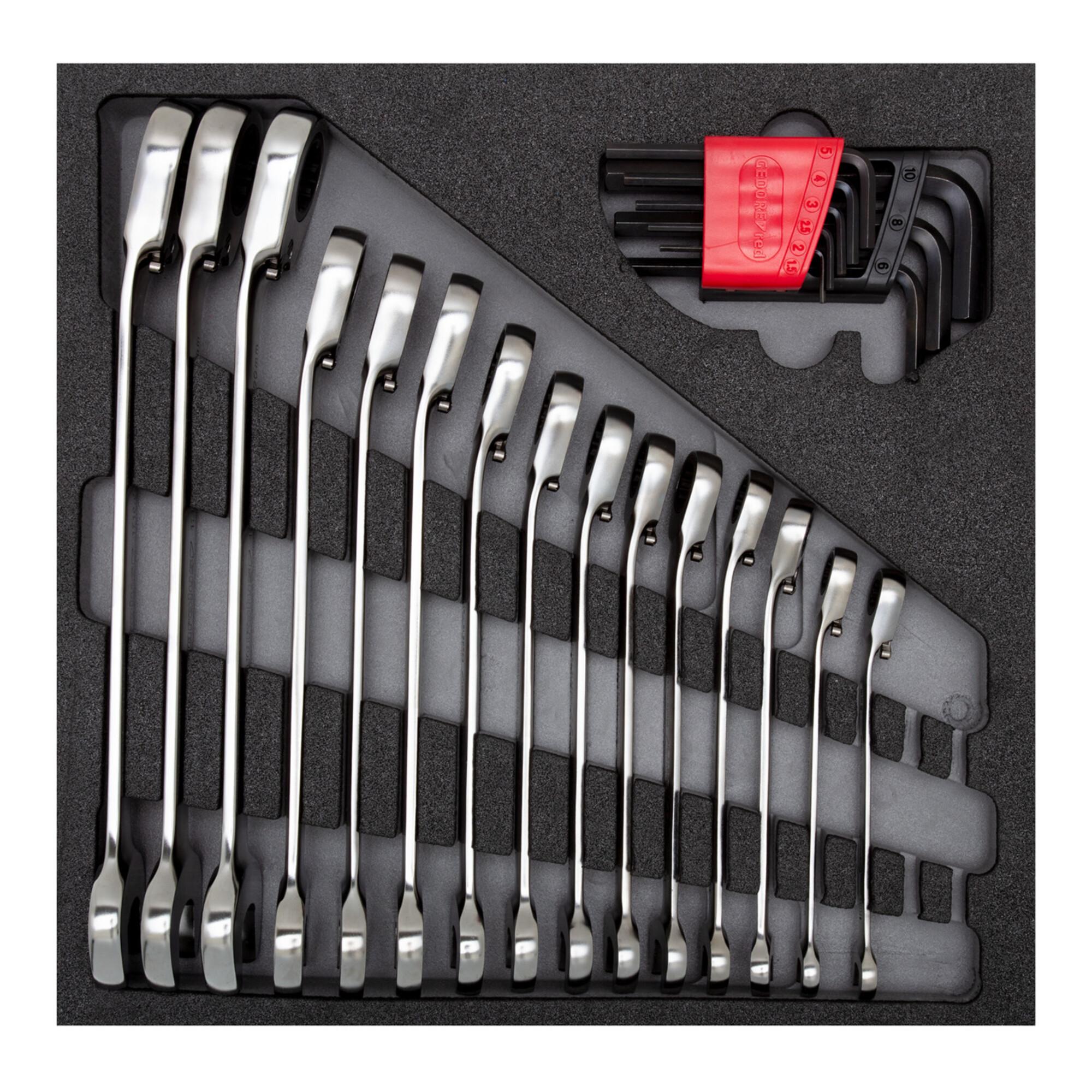Gedore Red R22250001 Schraubenschlüsselsatz im CT-Modul, Set 24-teilig, Doppel 6-kant, für KFZ, 3301700)