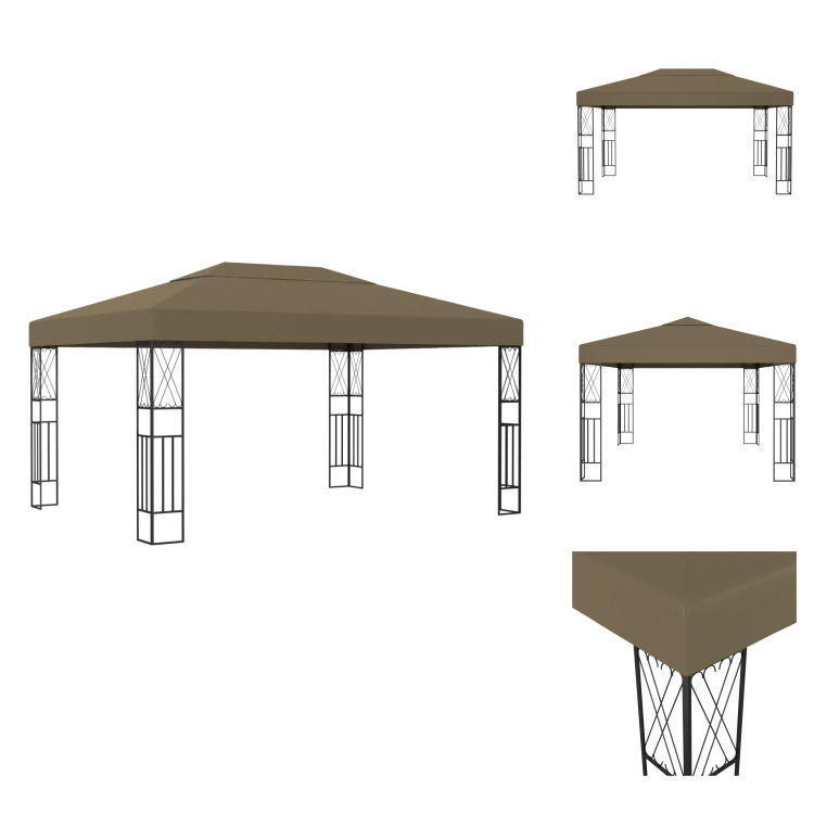 vidaXL Pavillon 3x4 m Taupe Stoff - Pavillons & Partyzelte