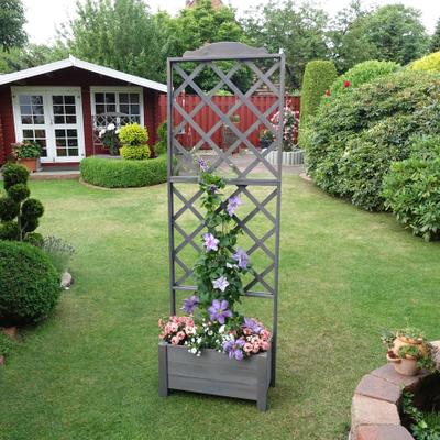 Rankhilfe PROMADINO "Botanica", grau, B:69cm H:210cm T:32cm, Holzwerkstoff, Rankhilfen, Rankkasten, BxTxH: 69x32x210 cm