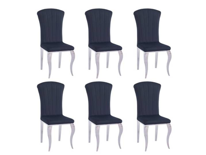 Lot de 6 chaises baroque louis chrome velours noir