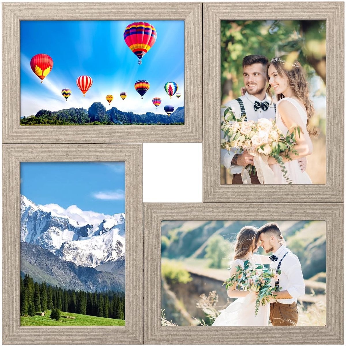 Dailygoods Houten Fotolijst Collage voor 4 Foto's - Wanddecoratie