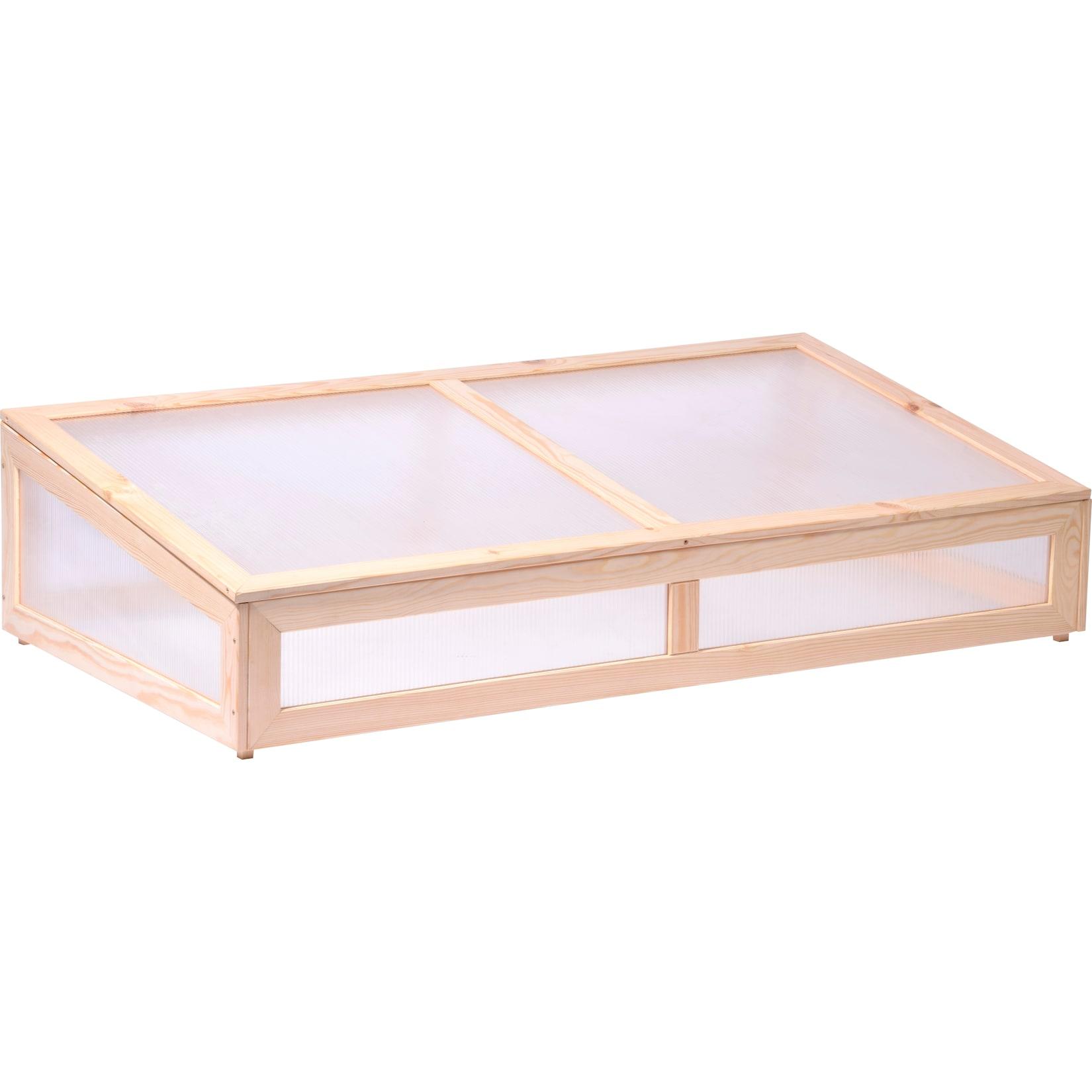 Frühbeet-Aufsatz für Hochbeete mit Holzrahmen und Polycarbonat-Wänden, 128 x 67 x 31,5 cm, Kiefer