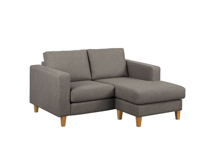 Ecksofa 1-Sitzer mit Longchair Braun/Cubanit Webstoff Inas 154 x 86 x 140cm Longchair davorstehend rechts Natur