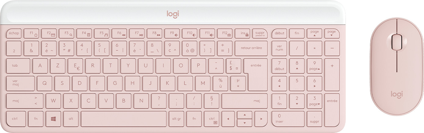 Logitech Slim Wireless Combo MK470 - Draadloos Toetsenbord en Muis - 2,4 GHz - AZERTY - Frans - Roze