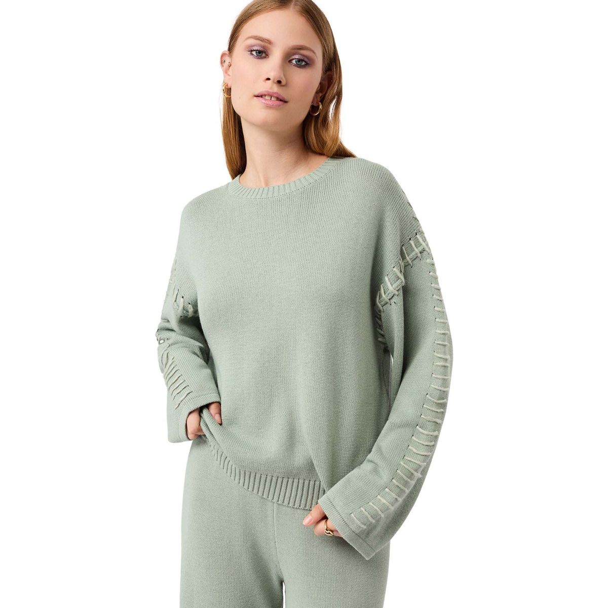 Mandala Loose Pullover desert green L SW25KN05-Loose-Pullover-desert-green-L