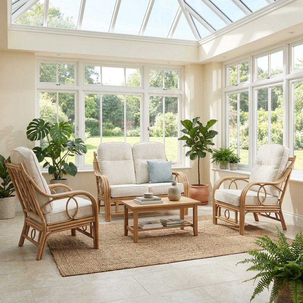 Fernleaf Suzanne 3 Piece Polyester Conservatory Living Room Set Neutral 3