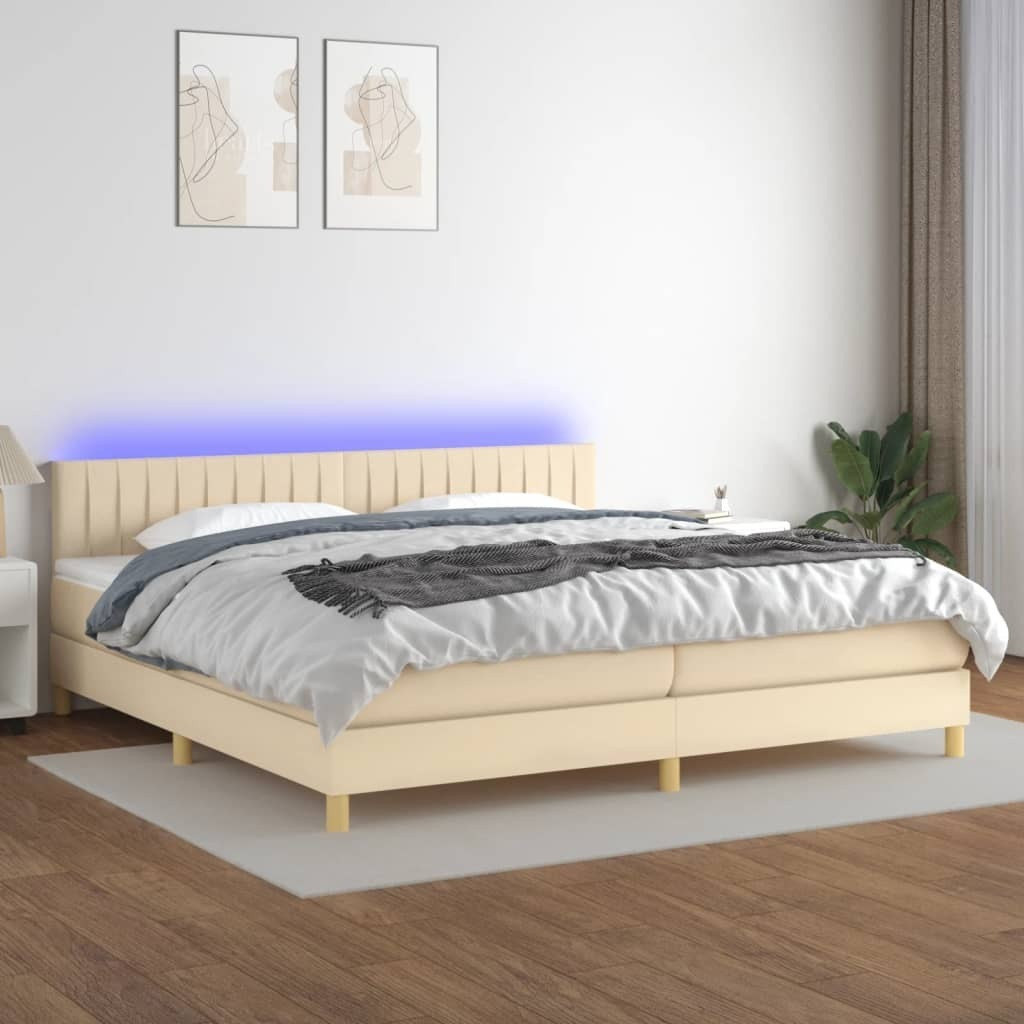 Prolenta Boxspringbed met matras en LED-verlichting, textiel, 200 x 200 cm