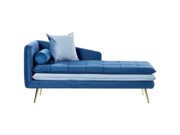 CHAISELONGUE Samtstoff blau linksseitig Gonesse