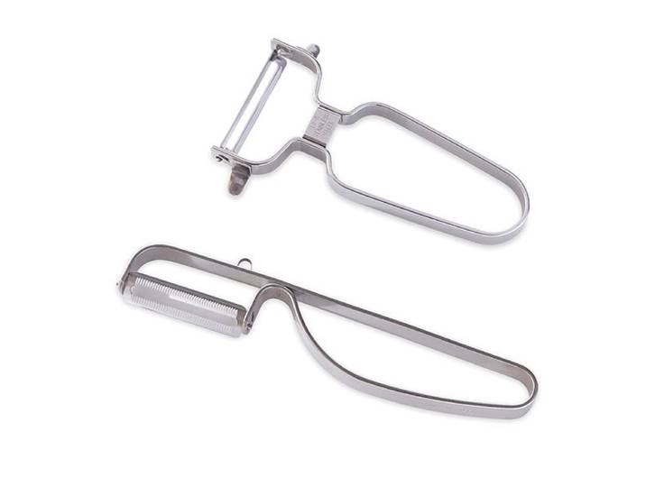 Lot 2 éplucheurs inox lame droite et dentelée Mathon
