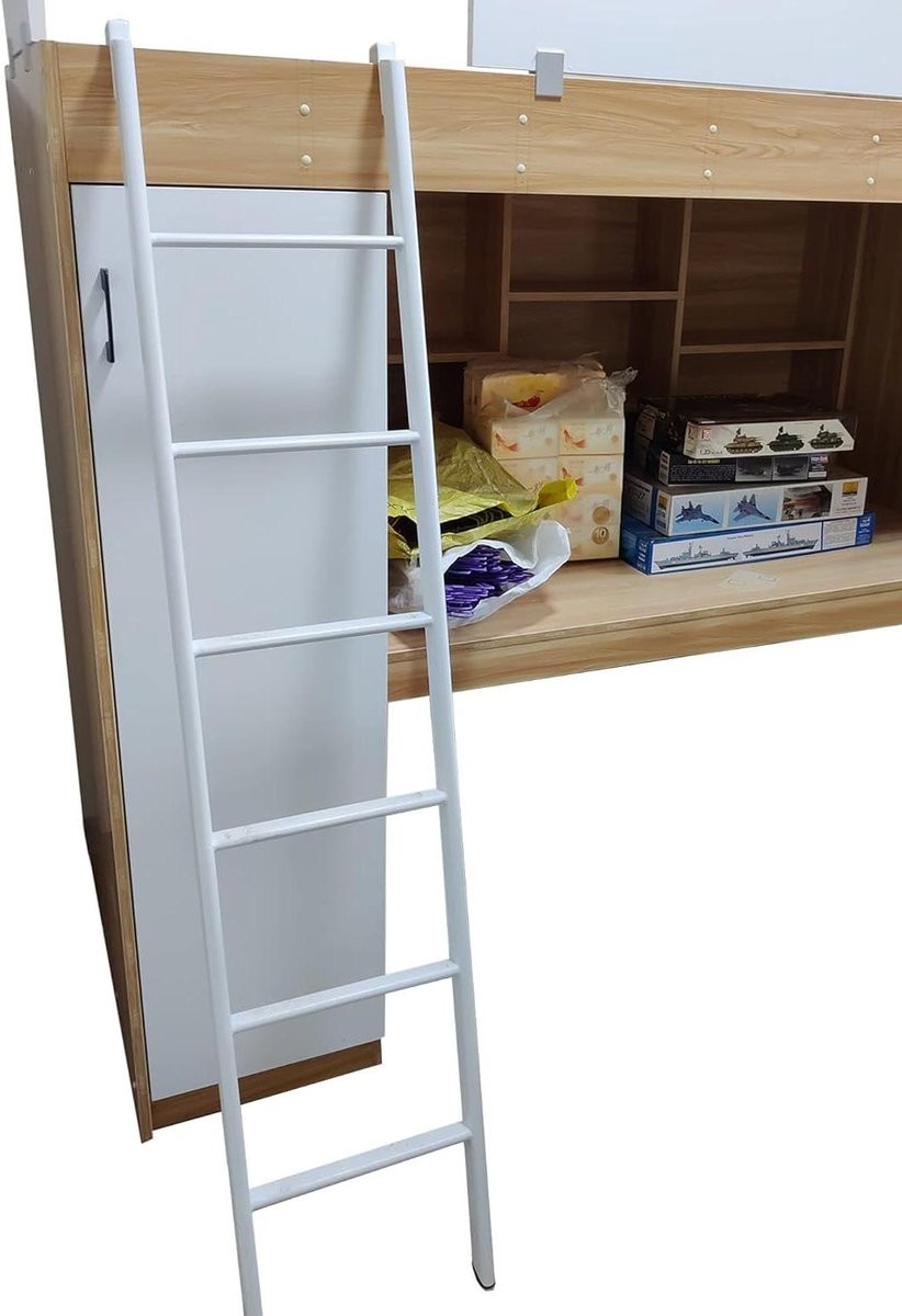 Wit metalen klimladder voor stapelbed of camper met haken