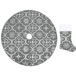 vidaXL Luxus-Weihnachtsbaumdecke mit Socke Grau 90 cm Stoff
