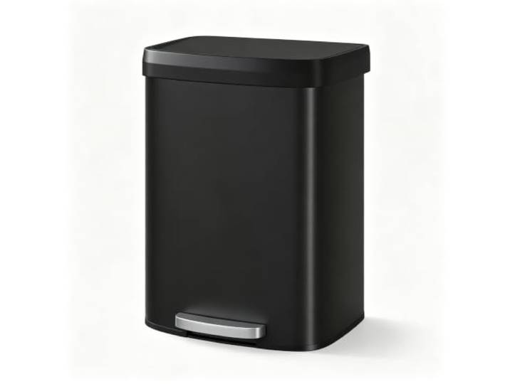 Hapterouse Mülleimer 60 L Edelstahl Pedal Soft-Close Geruchsdicht Schwarz Fingerabdruckresistent, schmale Form, geräuscharmer Deckel, Büro