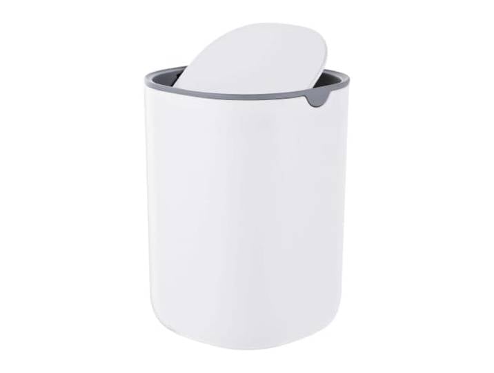 Relaxdays Mini poubelle de table ovale\, couvercle pivotant\, bureau plastique\, 16x11\,5x11\,5 cm\, blanc