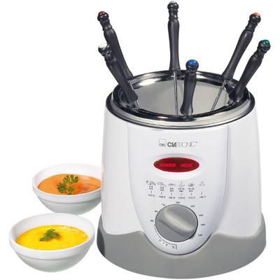 Clatronic FFR 2916 Fondue-Fritteuse 840 W mit manueller Temperatureinstellung Wei?, Grau 282232