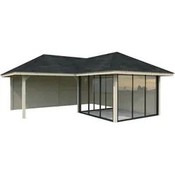 Palmako Pavillon Bianca 24,9 m2 Set 212 Slide - 28 mm naturbelassen