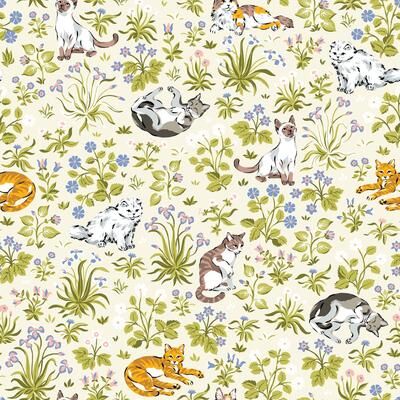 Printfresh Must Love Cats Linen Peel and Stick Wallpaper