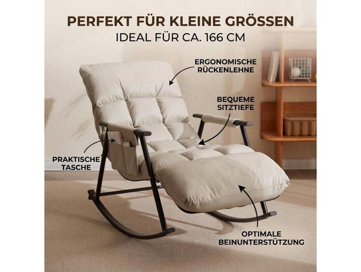 POPOLIC Schaukelstuhl Ergonomischer Schaukelstuhl/Liegesessel 140x60x96cm - Verstellbar