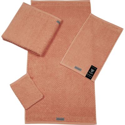 Gästehandtuch ROSS "Smart", orange (nektarine), B:30cm L:50cm, Frottier, Obermaterial: 100% Baumwolle, Handtücher, Uni-Rippe mit Velourslabel